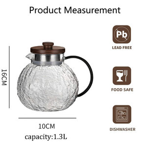 Teiera in Vetro Borosilicato Resistente alle Alte Temperature Begonia con Manico Verde e Coperchio in Legno, <span class=keywords><strong>Regalo</strong></span> Premium per la Casa e la Tavola per le Festività - Product Image 5