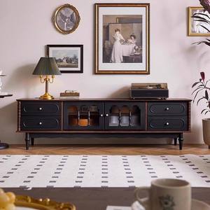 French Modern Solid Wood TV Stand, Sideboard with Glass Doors and <strong>Drawers</strong> for Living Room, Dining Room - Product Image 4