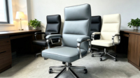 Chaise de bureau moderne avec fonction pivotante en cuir synthétique