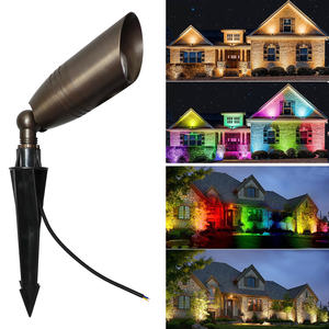 Низковольтные RGBW ландшафтные светильники для сада, 6 Вт, 24 В, латунные, RGBW <span class=keywords><strong>LED</strong></span> прожекторы, уличные, с управлением через приложение, адресуемые, UCS2904 - Product Image 1