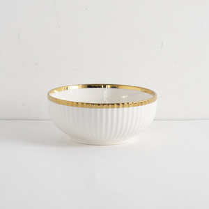 Luxury Embossed Ribbed White Porcelain Tableware <b>Set</b> Gold Rim Middle East European Style Hotel Restaurant Custom Logo Gift Box - Product Image 2