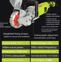 Machine à rainurer murale professionnelle 4000W 220V pour béton, 7500 tr/min, profondeur de coupe 37mm, avec contrôle de la poussière, outil électrique