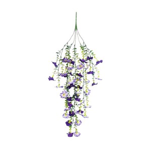 Guirlande de fleurs artificielles de volubilis doublement violettes 30cm-100cm, bouquet en soie plastique pour décoration murale intérieure - Product Image 5