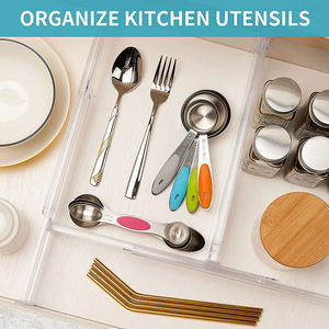 4 packs de séparateurs de tiroirs extensibles et réglables en plastique transparent pour ranger les vêtements et les bureaux. - Product Image 2