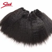 Lot de 3 mèches de tissage lisses Kinky Yaki péruviennes, noir naturel, brun 4 #   Extensions de cheveux Remy courtes à pointes pleines à coudre, couleur plus foncée, Chine continentale