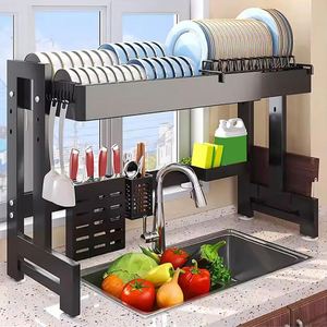 Égouttoir à vaisselle en acier à 2 niveaux pour évier, étagère de rangement multicouche pour bols, baguettes et assiettes, support de rangement pour évier - Product Image 6