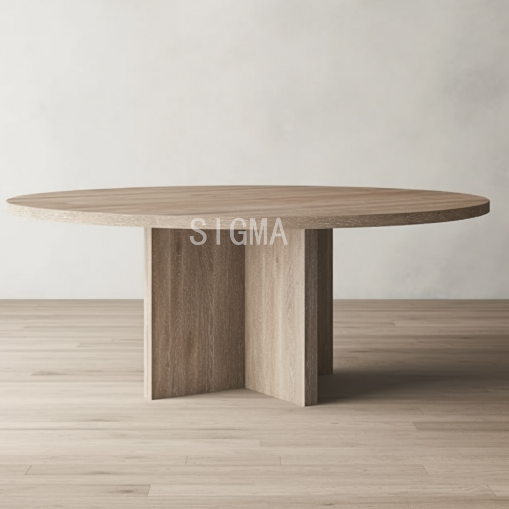 Wholesale Simple style Wooden Dining Table Set Custom Made Round Dining Room Furniture With Chairs