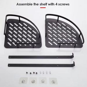 <span class=keywords><strong>Étagère</strong></span> de salle de bain murale à <span class=keywords><strong>angle</strong></span> droit <span class=keywords><strong>étagère</strong></span>s de rangement pour cuisine salle de bain <span class=keywords><strong>douche</strong></span> caddy espace-aluminium triangle 2 niveaux - Product Image 2