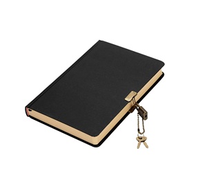 Hot Sale <b>Planner</b> Custom Printing Black Cover Cream Inner Pages Hardcover Leather <b>Journal</b> Notebook with Password Lock Gift - Product Image 1