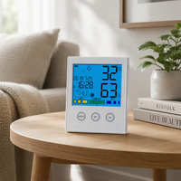 Thermomètre et hygromètre de chevet avec veilleuse LED et alarme avec fonction snooze, prévisions météo pour chambre de bébé et crèche