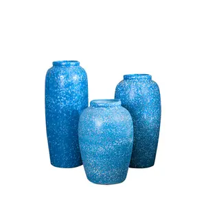 china retro blue living room showroom ceramic decoration elegant luxury flower vase