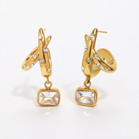 Boucles d'oreilles carrées de luxe Gaovo Premium en forme de X et en C avec zircone cubique pour femme, en acier inoxydable, résistantes au ternissement, bijoux de mode