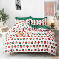 Nouvelle Parure de Lit Trois Pièces en Polyester, Imprimé Fruits Mignons, Housse de Couette et Taies d'Oreiller