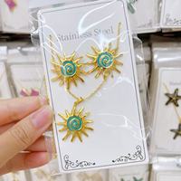 Groothandel RVS Emaille Bloem Vlinder Hart Fruit Schelp Oorbellen Set met bijpassende hanger ketting sieraden voor vrouwen