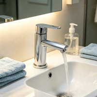 Robinet de lavabo de salle de bain, Robinet de lavabo double usage eau froide et chaude en laiton avec cartouche céramique