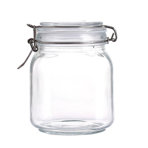 Frasco de Vidrio Hermético Reciclable y Ecológico de 1000 ml con Tapas de Alambre de Acero Inoxidable 304 con Cierre de Clip Cuadrado, Diseño Seguro para Alimentos - Product Image 1