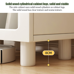 Precio de fábrica Estante para librería Gabinete bajo Combinación de almacenamiento para el hogar Gabinete de almacenamiento Estudio Estilo crema Gabinete Estantería con patas - Product Image 4