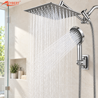 Offre Spéciale : Ensemble de Douche Carrée 8 Pouces en Acier Inoxydable avec Pommeau de Pluie, Fixation Murale à Entrée Unique et Douchette à Main, Cartouche Céramique