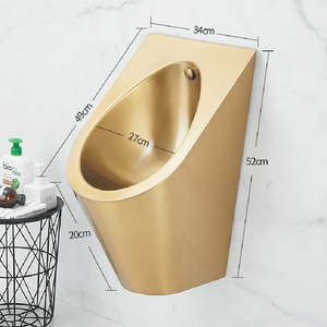 Urinoir à capteur en acier inoxydable 304, finition or PVD, mural, à chasse automatique, pour <span class=keywords><strong>salle</strong></span> <span class=keywords><strong>de</strong></span> <span class=keywords><strong>bain</strong></span> commerciale, hôtel, école, OEM - Product Image 3