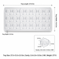 Moule à chocolat en polycarbonate PC 21 cavités, dôme carré, qualité alimentaire, transparent, facile à démouler, outil de cuisson DIY pour bonbons