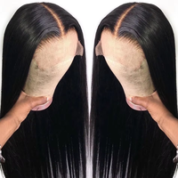 Perruque Full Lace HD 5x5 transparente, sans colle, en cheveux humains vierges Remy vietnamiens, cuticules alignées, longue, noire, pour femmes