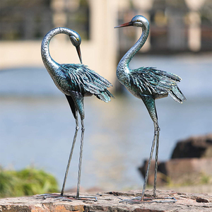 Oniya-estatua de grulla de jardín para exteriores, esculturas y estatuas de señuelo de Heron azul, arte de pájaro de Metal para decoración de Patio y césped - Product Image 6