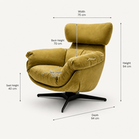 Fauteuil d'appoint inclinable de luxe au design minimaliste italien, chaise pivotante individuelle créative pour le loisir, confortable et rembourrée