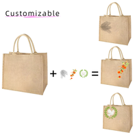Sacs fourre-tout en jute personnalisables, écologiques et recyclables, avec poignées d'épaule/main, fermeture ouverte, vente en gros d'usine