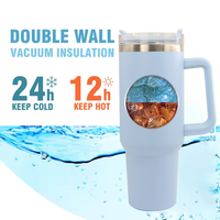 Mejor Precio, Termo de Acero Inoxidable 18/8 de Doble Pared, 40 oz, Diseño Clásico, Taza de Café con Asa de Plástico, Taza de Oficina, 12-24