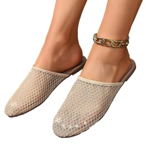 Sandalias Planas Retro de Mujer con Pedrería y Malla, Punta Cerrada, Estilo Mule, Sin Cordones, Novedad 2026 - Product Image 4