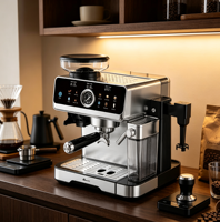 Anbolife Nueva Cafetera Espresso Todo en Uno con Pantalla Táctil |   Molinillo Integrado y Espumador de Leche Automático | OEM ODM
