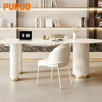 Table à manger en pierre frittée OEM d'usine, base en acier au carbone multi-cylindres noir et blanc, mobilier moderne de luxe antique