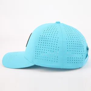 Nuovo berretto da Baseball personalizzato con Logo in Pvc a 5 pannelli, cappello traforato con foro tagliato al Laser impermeabile, cappello da papà sportivo