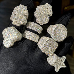 Prezzo all'ingrosso di fabbrica VVS anello Moissanite 925 <span class=keywords><strong>argento</strong></span> ghiacciato Moissanite diamante anelli cubani Moissanite Hip Hop Ring - Product Image 3