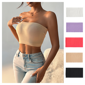 Sujetadores <span class=keywords><strong>sin</strong></span> tirantes antideslizantes, push-up, de punto, inalámbricos, tipo <span class=keywords><strong>bandeau</strong></span>, <span class=keywords><strong>sin</strong></span> costuras, cómodos, tipo top, con soporte y acolchados para mujer - Product Image 1