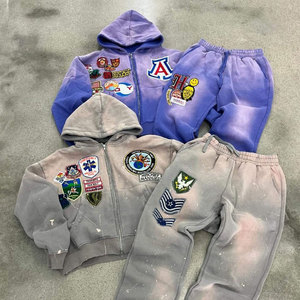 Conjuntos <span class=keywords><strong>de</strong></span> <span class=keywords><strong>Ropa</strong></span> Deportiva para <span class=keywords><strong>Hombre</strong></span>, Personalizados, <span class=keywords><strong>de</strong></span> Algodón Grueso <span class=keywords><strong>de</strong></span> 400 g/m², Lavado Ácido, Sudadera con Capucha y Pantalones Deportivos - Product Image 2
