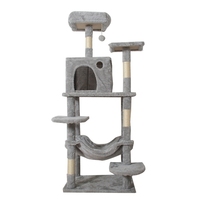 Arbre à chat nordique en bois massif avec hamac et griffoir, personnalisable avec logo OEM, marque privée, pour fournisseurs de produits pour animaux, commande en gros, MOQ