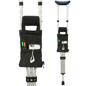 Sac de rangement pour cannes, pochette suspendue portable 25x15 pour béquilles avec poches pour téléphone et stylo - Product Image 1