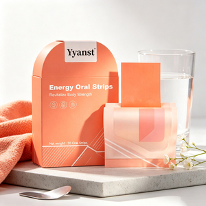 Botanical Raw Blended Dissolvable Oral Film Strips 30 Strips Warm <b>Orange</b> Arch Top <b>Paper</b> Box Geometric Line Print Oral Strips OEM - Product Image 4