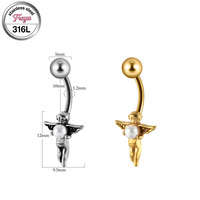 Piercing de nombril Freya Halloween 14G en acier inoxydable, bijoux de piercing pour femme, motif ange, toile d'araignée, hélix, sourcil