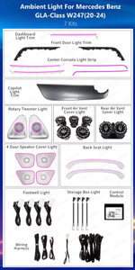 ICarsin para <span class=keywords><strong>Mercedes</strong></span> Benz <span class=keywords><strong>GLA</strong></span> W247 2020-2024, Luz Ambiental Dinámica, LED de Colores, Kit de Accesorios de Actualización de Iluminación Interior para Automóvil - Product Image 3