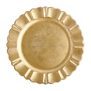 Charger Plate Dishes Plates Embossed Border Brass Antique Finishes Charger Plate <b>Dinnerware</b> Dishes - Product Image 2