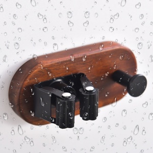 Porta mocio <span class=keywords><strong>in</strong></span> <span class=keywords><strong>legno</strong></span> di noce senza trapano a parete Clip per scopa con ganci porta-retro portaoggetti - Product Image 5