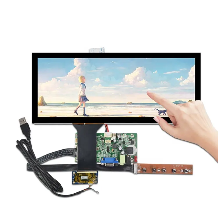 12.3 Inch 1000 Cdm2 Độ Sáng Cao Ips Ô Tô Kéo Dài Thanh Tft LCD Hiển Thị Màn Hình Cảm Ứng Bảng Điều Khiển 1920*720