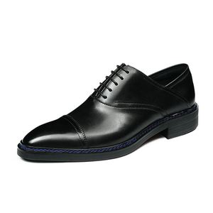 Zapatos de Hombre de Alta Gama, Formales, Transpirables, Modernos, con Cordones, de Piel Auténtica, Estilo Británico - Product Image 3