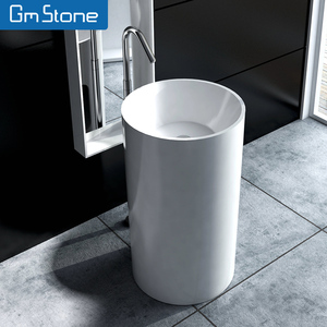 Évier en pierre artificielle cylindrique <span class=keywords><strong>de</strong></span> conception moderne Surface solide Lavabo autoportant <span class=keywords><strong>Colonne</strong></span> Salles <span class=keywords><strong>de</strong></span> bains des hôtels Lavage le plus vendu - Product Image 2