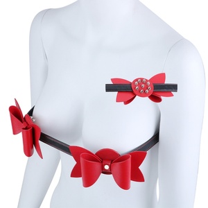 ชุดรัดหน้าอกรูปโบว์ QKKQ สำหรับ BDSM ทำจากหนัง PU พร้อมสายรัดหน้าอกและที่รัดหัวนม ของเล่นสำหรับผู้หญิงที่ชื่นชอบเฟติช - Product Image 1