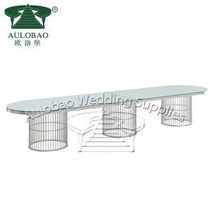Lujosa mesa de comedor de latón dorado para 8 personas de boda para restaurante - Product Image 4