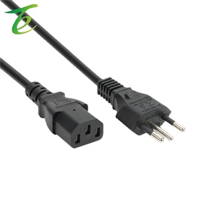 Kabel Daya Tiga Inti Standar Brasil dengan Konektor Pin Tail, Kabel Tembaga Murni Tiga Inti Standar Brasil, Konektor Lurus untuk Rice Cooker - Product Image 1