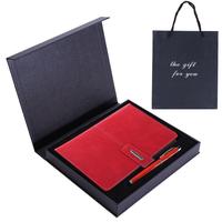 Juego de Cuaderno de Cuero A5 de Hojas Sueltas, 100 Hojas, con Bolígrafo, Caja de Regalo, Impresión de Logotipo Personalizado para Suministros de Oficina, Reuniones, Negocios